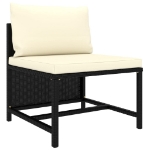 Set Divani da Giardino 3 pz con Cuscini in Polyrattan Nero