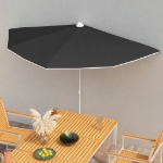 Ombrellone Semicircolare da Giardino con Palo 180x90 cm Nero