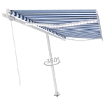 Tenda da Sole Retrattile Manuale con LED 400x350 cm Blu Bianco