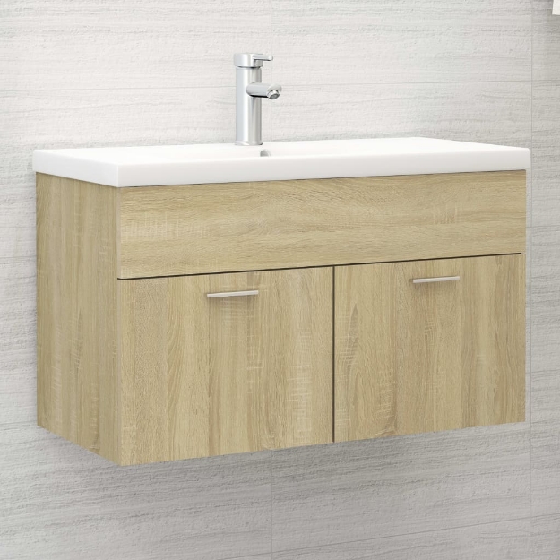 Mobile Bagno con Lavabo Integrato Rovere Sonoma in Truciolato