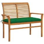 Panca da Giardino con Cuscino Verde 112 cm in Legno di Teak