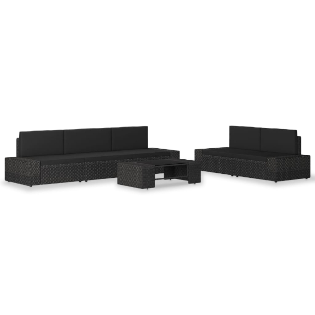 Set Divani da Giardino 6 pz in Polyrattan Nero