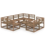 Set Divani Giardino 9 pz in Legno di Pino Impregnato Marrone