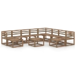 Set Divani Giardino 11 pz in Legno di Pino Impregnato Marrone