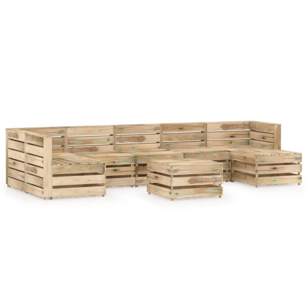 Set Divani da Giardino 8 pz in Legno di Pino Impregnato Verde