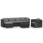 Set Divani da Giardino con Cuscini 7 pz Legno Impregnato Grigio