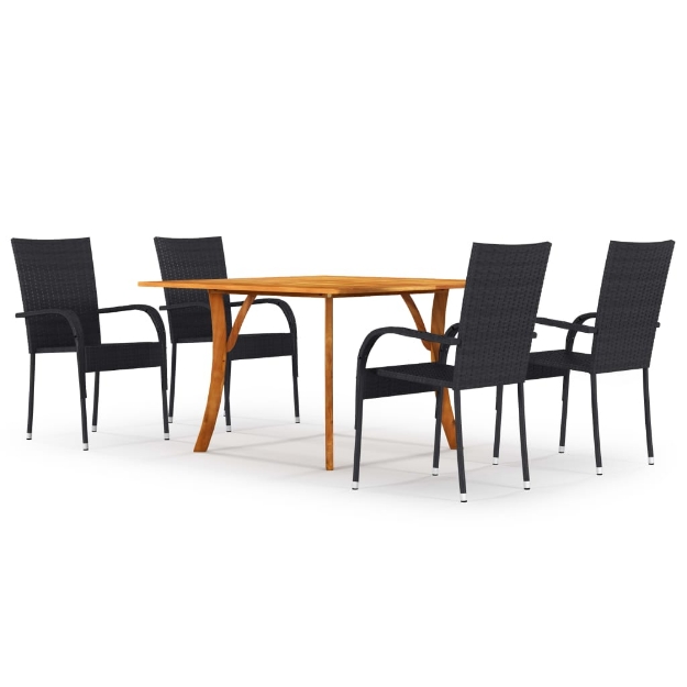 Set Mobili da Pranzo per Giardino 5 pz Nero