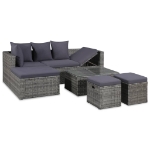 Set Divani da Giardino 4 pz con Cuscini in Polyrattan Grigio