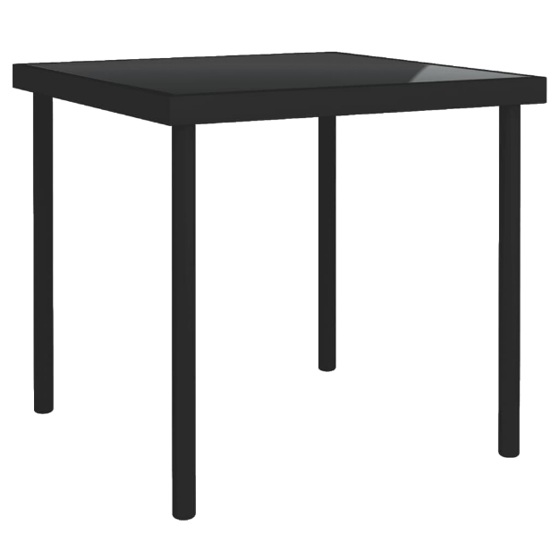 Tavolo da Pranzo per Esterni Nero 80x80x72 cm Vetro e Acciaio