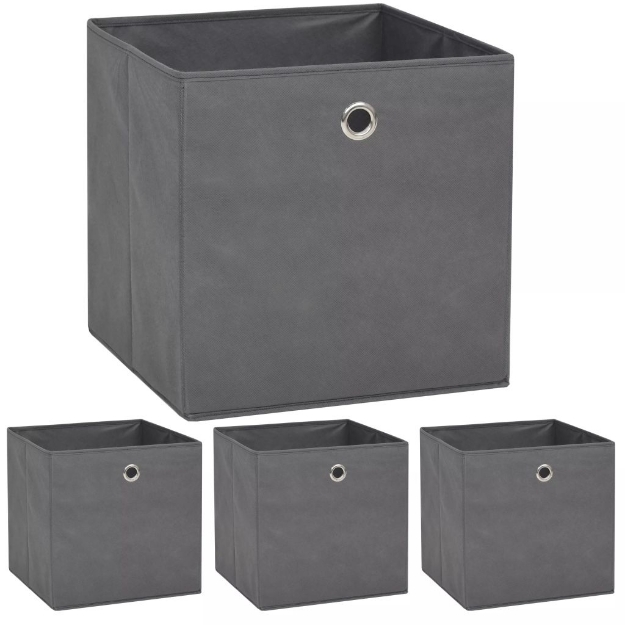 Set Contenitori 4 pz Tessuto non Intrecciato 32x32x32 cm Grigio