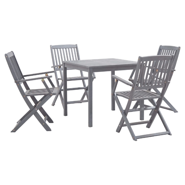 Set da Pranzo per Giardino 5 pz Legno Massello di Acacia Grigio