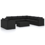 Set Divani da Giardino 11 pz con Cuscini in Polyrattan Nero