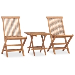 Set da Pranzo da Giardino Pieghevole 3 pz in Massello di Teak