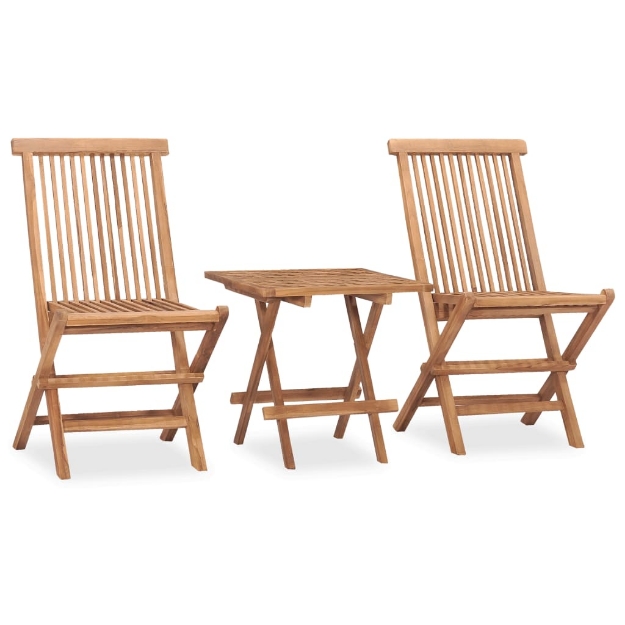 Set da Pranzo da Giardino Pieghevole 3 pz in Massello di Teak