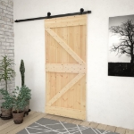 Porta Scorrevole con Set Hardware 90x210 cm in Legno di Pino