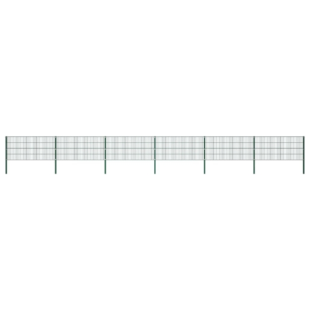 Pannello di Recinzione con Pali in Ferro 10,2x0,8 m m Verde