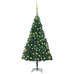 Set Albero Natale Artificiale con LED e Palline Verde 150cm PVC