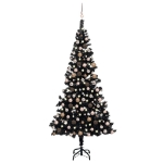 Set Albero Natale Artificiale con LED e Palline Nero 210 cm PVC