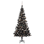 Set Albero Natale Artificiale con LED e Palline Nero 240 cm PVC