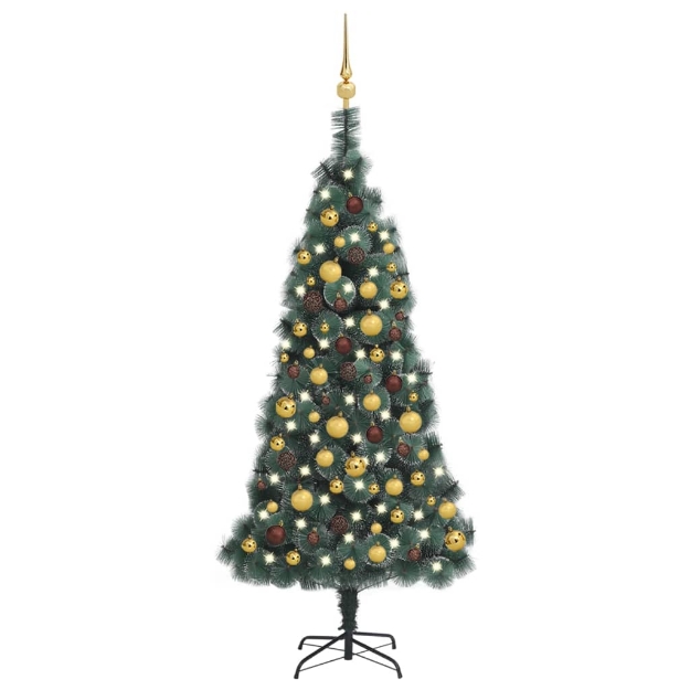 Albero Natale Artificiale LED e Palline Verde 150cm PVC e PE