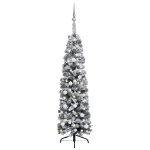 Set Albero di Natale Sottile con Luci LED e Palline Verde 150cm