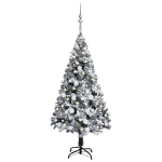 Set Albero Natale Artificiale con LED e Palline Verde 120 cm