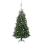 Albero Natale Artificiale LED e Palline Verde 180 cm PVC e PE