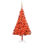 Set Albero Natale Artificiale con LED e Palline Rosso 180cm PVC