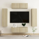 Set Porta TV 4 pz Rovere Sonoma in Truciolato