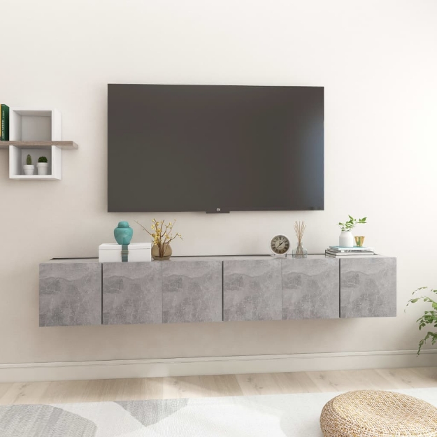 Mobili Porta TV Sospesi 3 pz Grigio Calcestruzzo 60x30x30cm