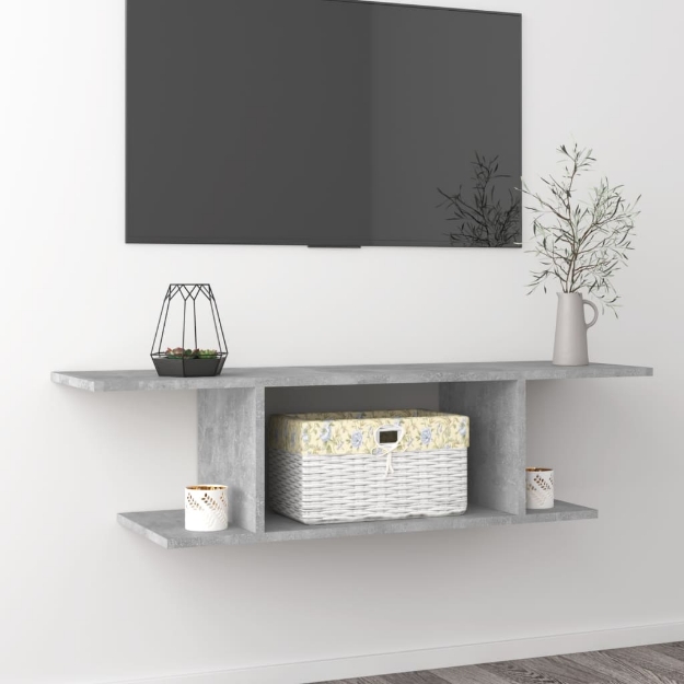 Armadietto a Parete per TV Grigio Cemento 103x30x26,5 cm