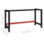 Telaio per Banco da Lavoro in Metallo 150x57x79 cm Nero e Rosso