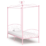 Letto a Baldacchino Rosa in Metallo 90x200 cm