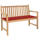 Panca da Giardino con Cuscino Rosso 120 cm Massello di Teak