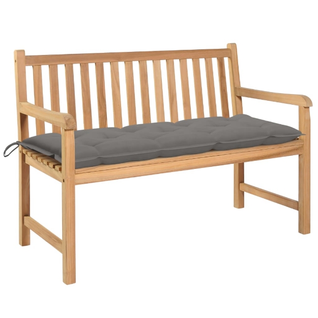 Panca da Giardino con Cuscino Grigio 120 cm Massello di Teak