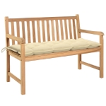 Panca da Giardino e Cuscino Bianco Crema 120cm Massello di Teak