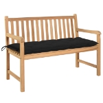 Panca da Giardino con Cuscino Nero 120 cm in Massello di Teak