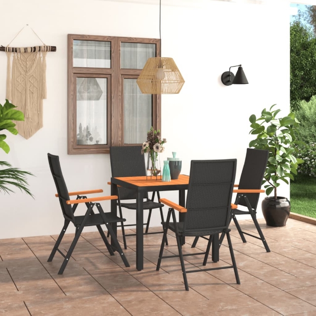 Set da Pranzo da Giardino 5 pz Nero e Marrone