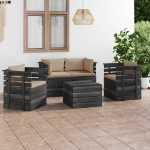 Set Divani da Giardino su Pallet 5 pz con Cuscini Massello Pino