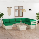 Set Divani da Giardino su Pallet 8 pz con Cuscini Legno Abete