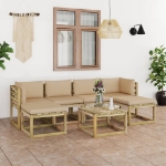 Set Divani da Giardino 7pz con Cuscini Legno di Pino Impregnato