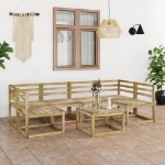 Set Divani da Giardino 7 pz in Legno di Pino Impregnato Verde