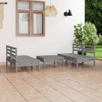 Set Divani da Giardino 5 pz Grigio in Legno Massello di Pino