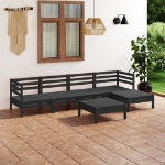 Set Divani da Giardino 6 pz in Legno Massello di Pino Nero