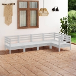 Set Divani da Giardino 5 pz in Legno Massello di Pino Bianco