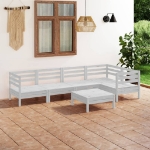 Set Divani da Giardino 6 pz in Legno Massello di Pino Bianco