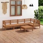 Set Divani da Giardino 6 pz in Legno Massello di Pino Miele