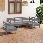 Set Divani da Giardino 5 pz in Legno Massello di Pino Grigio