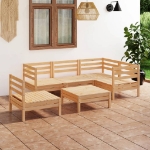 Set Divani da Giardino 6 pz in Legno Massello di Pino