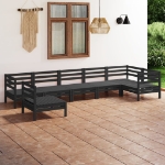 Set Divani da Giardino 7 pz in Legno Massello di Pino Nero